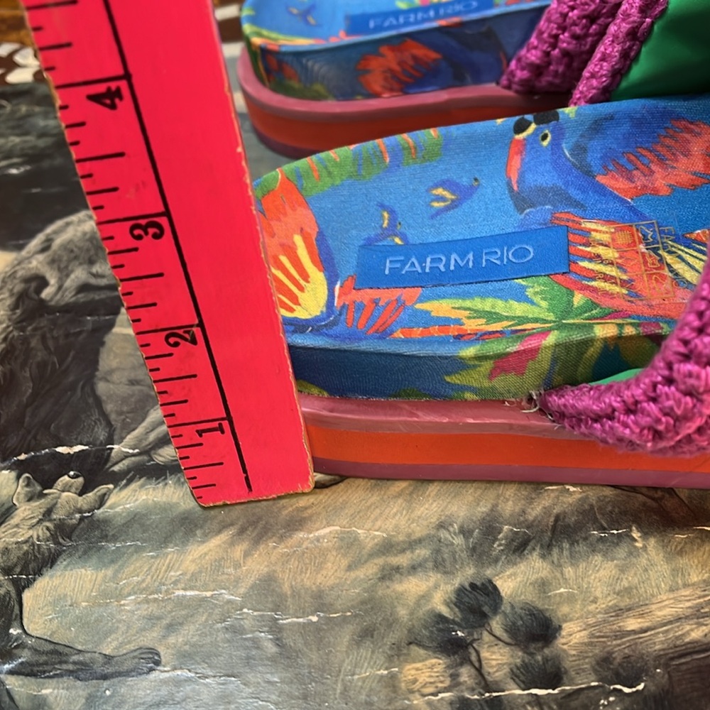 FARM Rio Pink and Blue Sandals Vibrant Slip-On Style - Picture 3 of 8